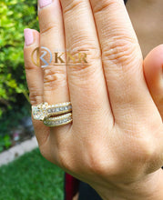 Load image into Gallery viewer, Large Heavy Women's 14k solid yellow gold princess cut natural diamond engagement ring and band Bridal Wedding 3.20ct
