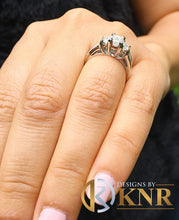 Load image into Gallery viewer, Emerald Cut Moissanite And Baguettes Sides Engagement Ring Three Stone Style Bridal Ring 14k Solid And Heavy White Gold Wedding Ring 1.60ctw

