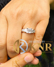 Load image into Gallery viewer, Emerald Cut Natural Diamond Engagement Ring Three Stone Style Bridal Wedding Anniversary Women's Wedding Ring 14k Solid White Gold 1.40ctw
