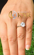Load image into Gallery viewer, Round Cut Moissanite Engagement Ring Solitaire Style 14k Solid Yellow Gold Bridal Ring Prong Set Wedding Ring Six Prong Minimalist 3.00ctw
