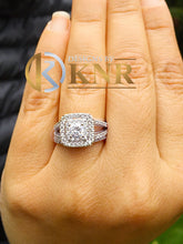 Load image into Gallery viewer, Round Cut Natural Diamond Engagement Ring And Matching Band Prong Set Wedding Set Double Halo Bridal Set Women's 14k Solid White Gold 1.30ct
