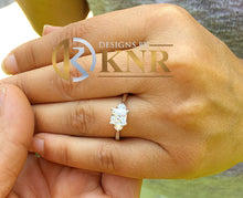 Load image into Gallery viewer, 14k solid white gold princess and round cut diamond engagement ring three stone style bridal wedding anniversary ring 1.50ctw
