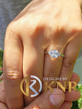 Load image into Gallery viewer, 14k solid white gold princess and round cut diamond engagement ring three stone style bridal wedding anniversary ring 1.50ctw
