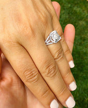 Load image into Gallery viewer, Round Cut Moissanite And Cvd Round Cut Sides Diamond Engagement Ring Double Halo Style 14k Solid White Gold Wedding Bridal Ring 2.00ctw
