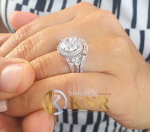 Load image into Gallery viewer, Round Cut And Diamonds Engagement Ring And Band, Wedding Bridal Set 3.00ct IGI Certified 14k Solid White Gold F-VS2
