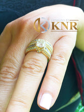 Load image into Gallery viewer, Princess Cut Center And Round Cut Sides Moissanite Engagement Ring And Matching Band Bridal Set 14k Solid Yellow Gold Wedding Set 3.00ctw

