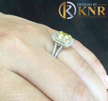 Load image into Gallery viewer, Round Cut Yellow Citrine And Cvd Diamond Engagement Ring Halo Wedding Ring Set In 14k Solid White And Yellow Gold Bridal Ring For Her 4.00ct
