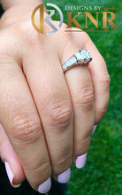 Load image into Gallery viewer, Emerald Cut Moissanite And Baguettes Sides Engagement Ring Three Stone Style Bridal Ring 14k Solid And Heavy White Gold Wedding Ring 1.60ctw
