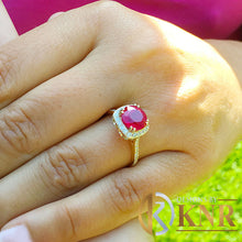 Load image into Gallery viewer, Round Cut Ruby And Round Cut Sides Natural Diamonds Antique Deco Design 14k Solid Yellow Gold Halo Filigree Style Bridal Wedding Ring 2.50ct

