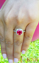 Load image into Gallery viewer, Round Cut Ruby And Round Cut Sides Natural Diamonds Antique Deco Design 14k Solid Yellow Gold Halo Filigree Style Bridal Wedding Ring 2.50ct
