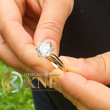 Load image into Gallery viewer, Round Cut Moissanite Engagement Ring Solitaire Style 14k Solid Yellow Gold Bridal Ring Prong Set Wedding Ring Six Prong Minimalist 3.00ctw
