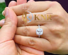 Load image into Gallery viewer, IGI Certified Cushion Cut And Round Cut Sides Diamond Engagement Ring Halo Style Bridal Ring Women's Wedding Ring 14k Solid White Gold 2.00
