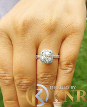 Load image into Gallery viewer, Cushion Cut Moissanite And Round Cut Sides Engagement Ring Set In 14k Solid White Gold Propose Bridal Ring Halo Style Wedding Ring 2.50ctw
