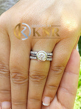 Load image into Gallery viewer, Round Cut Natural Diamonds Engagement Ring And Two Matching Bands Bezel Set Style Wedding Set Halo Bridal Set 14k Solid White Gold 1.50ctw
