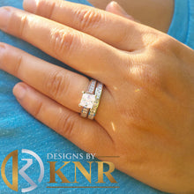 Load image into Gallery viewer, 14k Solid and Heavy white gold princess cut Natural Diamond Engagement Ring and Band Bridal Set Wedding Anniversary Propose Promise 2.85ct
