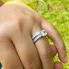Load image into Gallery viewer, 14k Solid and Heavy white gold princess cut Natural Diamond Engagement Ring and Band Bridal Set Wedding Anniversary Propose Promise 2.85ct
