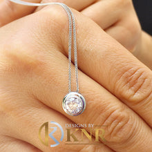 Load image into Gallery viewer, Round Cut Natural Diamond Pendant Necklace Bezel Set Solitaire Necklace And Chain Anniversary Gift Wedding Pendant 14k Solid White Gold 0.50
