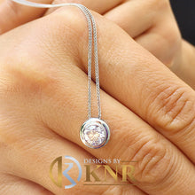 Load image into Gallery viewer, Round Cut Natural Diamond Pendant And Chain Bezel Set Solitaire Necklace And Chain Anniversary Gift Wedding Gift 14k Solid White Gold 0.70ct
