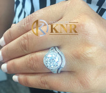 Load image into Gallery viewer, Round Cut And Diamonds Engagement Ring And Band, Wedding Bridal Set 3.00ct IGI Certified 14k Solid White Gold F-VS2
