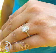 Load image into Gallery viewer, Oval Shape and Round Cut Natural Diamond Engagement Ring 14k Solid Yellow Gold Wedding Ring Halo Ring Bridal Propose Promise Ring 1.20ctw
