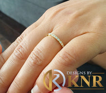 Load image into Gallery viewer, Round Cut Moissanites Band Half Eternity Anniversary Band Prong Set Engagement Ring Band 14k Solid Yellow Gold Ring Wedding Band 0.15ctw
