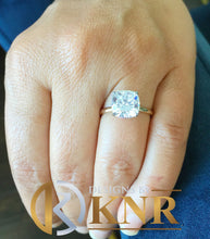 Load image into Gallery viewer, Cushion Cut Moissanite Engagement Ring Solitaire Bridal Ring Prong Set Wedding Ring Minimalist Style Anniversary Ring Propose Ring 4.00ct

