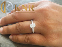 Load image into Gallery viewer, Oval Shape Center And Round Cut Sides Natural Diamond Engagement Ring Minimalist Bridal Ring 14k Solid White Gold Wedding Ring For Her 0.85
