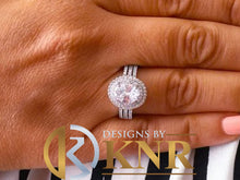 Load image into Gallery viewer, GIA Certified 14k Solid White Gold Oval And Round Cut Diamond Engagement Ring Double Halo 2.60ctw F-VS2
