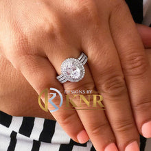 Load image into Gallery viewer, GIA Certified 14k Solid White Gold Oval And Round Cut Diamond Engagement Ring Double Halo 2.60ctw F-VS2
