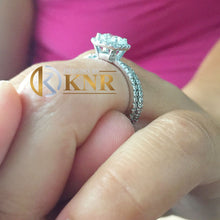 Load image into Gallery viewer, 14k solid white gold cushion and round cut natural diamond engagement ring and band art deco halo bridal wedding bridal set 1.75ctw
