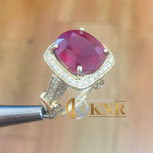 Load image into Gallery viewer, Oval Shape Ruby And Round Cut Sides Natural Diamonds Engagement Ring Right Hand Ring Halo Style Wedding Ring 14k Solid Yellow Gold 8.20ctw
