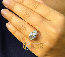 Load image into Gallery viewer, GIA Certified 14k Solid Yellow Gold Round Cut Diamond Engagement Ring Deco Bridal Wedding Anniversary Halo Half Moon Cut 2.50ctw F-VS2
