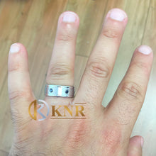Load image into Gallery viewer, Round Cut Natural Sapphires High Quality Mens Eternity Band Set In 14k Solid White Gold Ring Eternity Wedding Band Beze Set 0.35ct 7mm Width
