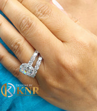Load image into Gallery viewer, Eternity Style Oval Cut Moissanite And Round Cut Sides In 14k Solid White Gold Engagement Ring And Matching Band Wedding Bridal Ring 7.50ctw
