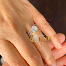 Load image into Gallery viewer, Cushion Cut Moissanite and Cvd Round Cut Sides Diamond Engagement Ring And Matching Band 14K Solid White Gold Halo Wedding Ring 1.75ctw
