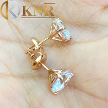 Load image into Gallery viewer, Martini Glass Style Three Prongs Set Round Cut Moissanite Stud Earrings Bridal Wedding Anniversary Gift For Her 14k Solid Rose Gold 1.00ctw
