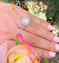 Load image into Gallery viewer, Princess Cut Moissanite And Round And Marquise Engagement Ring Set In 14k Solid Heavy White Gold Bridal Ring Halo Style Wedding Ring 3.00ctw
