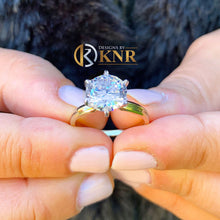 Load image into Gallery viewer, Round Cut Moissanite Engagement Ring Solitaire Bridal Ring For Her Wedding Ring Six Prong  Set In 14k Solid Yellow Gold Women's Ring 2.00ct
