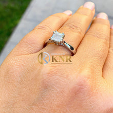 Load image into Gallery viewer, GIA Certified Asscher Cut Natural Diamond Engagement Ring Four Double Prong Set Wedding Ring Solitaire Bridal Ring 14K Solid White Gold 1.00
