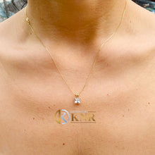 Load image into Gallery viewer, Princess Cut Moissanite Prong Set Solitaire Necklace And Chain In 14k Solid Yellow Gold Bridal Gift Lady's Delicate Wedding Gift 1.00ct
