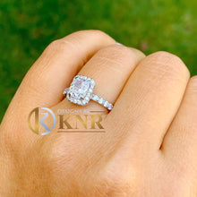 Load image into Gallery viewer, IGI Certified Cushion Cut And Round Cut Sides Diamond Engagement Ring Set In 14k Solid White Gold Bridal Ring Halo Wedding Ring 2.80ct F-VS2
