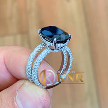 Load image into Gallery viewer, Oval Shape Blue Sapphire And Natural Diamonds Engagement Ring Halo Bridal Wedding Anniversary Promise Propose 14k Solid White Gold 4.50ctw
