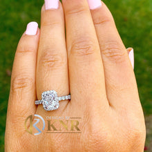 Load image into Gallery viewer, Cushion Cut Moissanite And Cvd Round Cut Sides Diamond Engagement Ring 14k Solid White Gold Bridal Ring Halo Style Wedding Ring 2.80ctw
