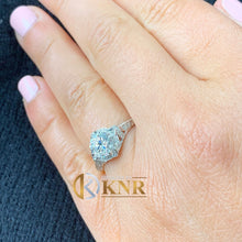 Load image into Gallery viewer, 14K Solid White Gold Round cut Natural Diamonds Engagement Ring, Halo Antique Filigree Style, Wedding, Anniversary Pron And Pave Set 1.65ctw
