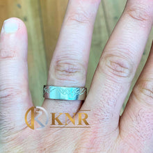 Load image into Gallery viewer, 14K White Gold Solid And Heavy Eternity Style Beveled Style Men's Band Mountain Design Ring Carved Edging Men's Wedding Band For Him 6.0mm
