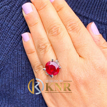 Load image into Gallery viewer, Oval Cut Ruby And Natural Round Cut Diamonds Prong Set Engagement Ring Anniversary Ring Split Shank Wedding Ring 14k Solid White Gold 12.65
