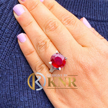 Load image into Gallery viewer, Oval Cut Ruby And Natural Round Cut Diamonds Prong Set Engagement Ring Anniversary Ring Split Shank Wedding Ring 14k Solid White Gold 12.65

