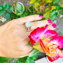 Load image into Gallery viewer, Cushion Cut Moissanite And cvd Round Cut Side Diamond Engagement Ring 14k Solid And Heavy Rose And White Gold Wedding Ring 6.50ctw
