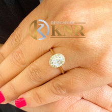 Load image into Gallery viewer, Oval Shape Center and Round Cut Side Natural Diamond Halo Engagement Ring 14k Solid Yellow Gold Wedding Ring Minimalist Bridal Ring 1.20ctw
