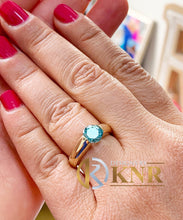 Load image into Gallery viewer, Round Cut Natural Blue Topaz Engagement Ring Tension Set Style Wedding Ring Solitaire In 14K Solid Yellow Gold Bridal Ring For Her 1.50ct

